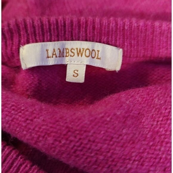 LAMBSWOOL women's pink v - neck 100% wool pullover sweater Sz S - Picture 7 of 8